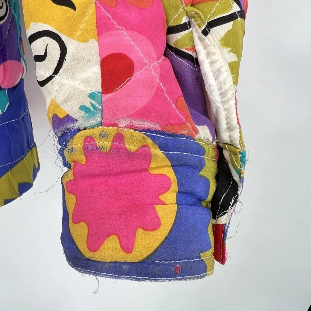 Vintage Georgiou Neon 90s Music Theme Silk Jacket Womens 10